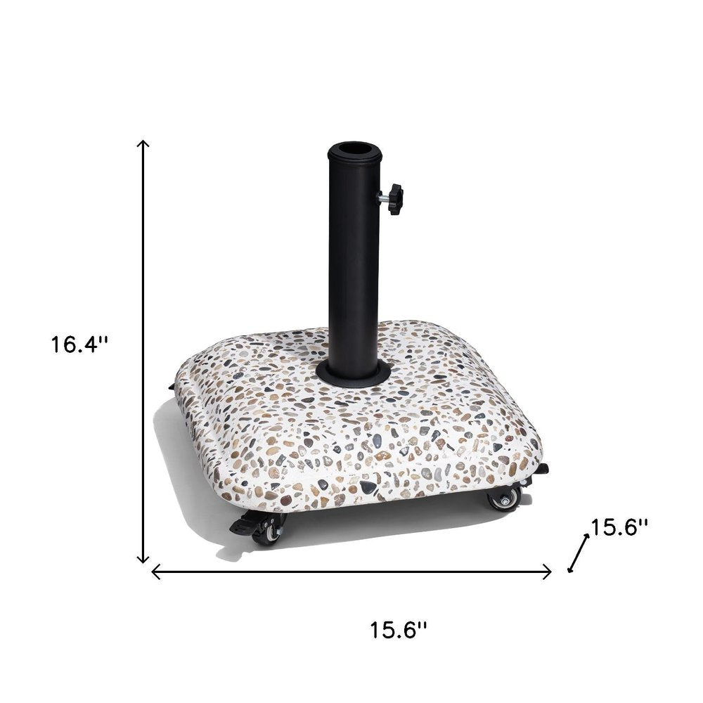 Stone Market Umbrella Steel In Ground Adjustable Umbrella Base - 16.40" H x 15.60" W x 15.60" D on a white background