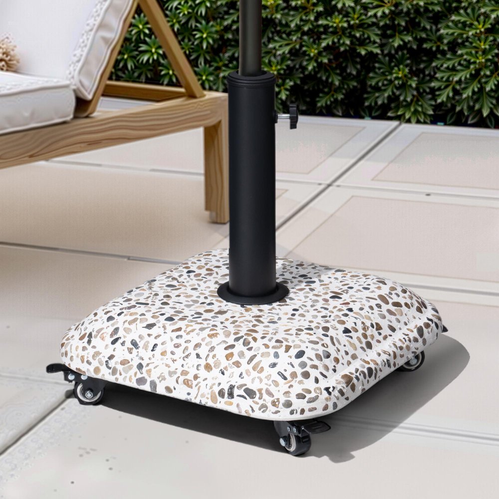 Stone Market Umbrella Steel In Ground Adjustable Umbrella Base - 16.40" H x 15.60" W x 15.60" D