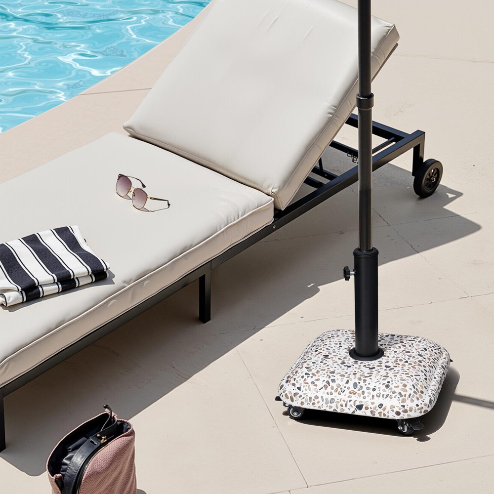 Stone Market Umbrella Steel In Ground Adjustable Umbrella Base - 16.40" H x 15.60" W x 15.60" D