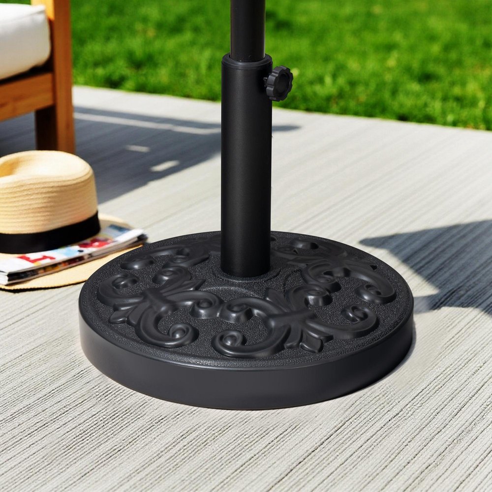 Black Market Umbrella Fillable Steel In Ground Adjustable Umbrella Base - 16.14" H x 17.91" W x 17.91" D