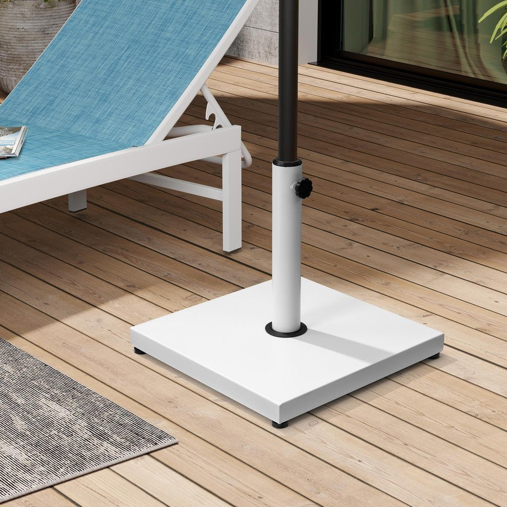 White Market Umbrella Fillable Steel In Ground Adjustable Umbrella Base