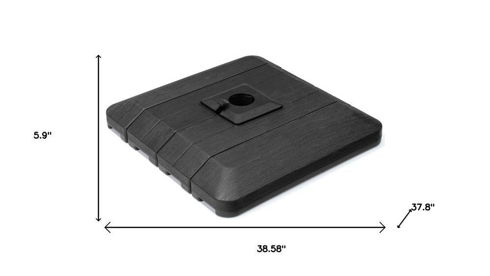 Black Cantilever Umbrella Fillable Steel In Ground Umbrella Base on a white background