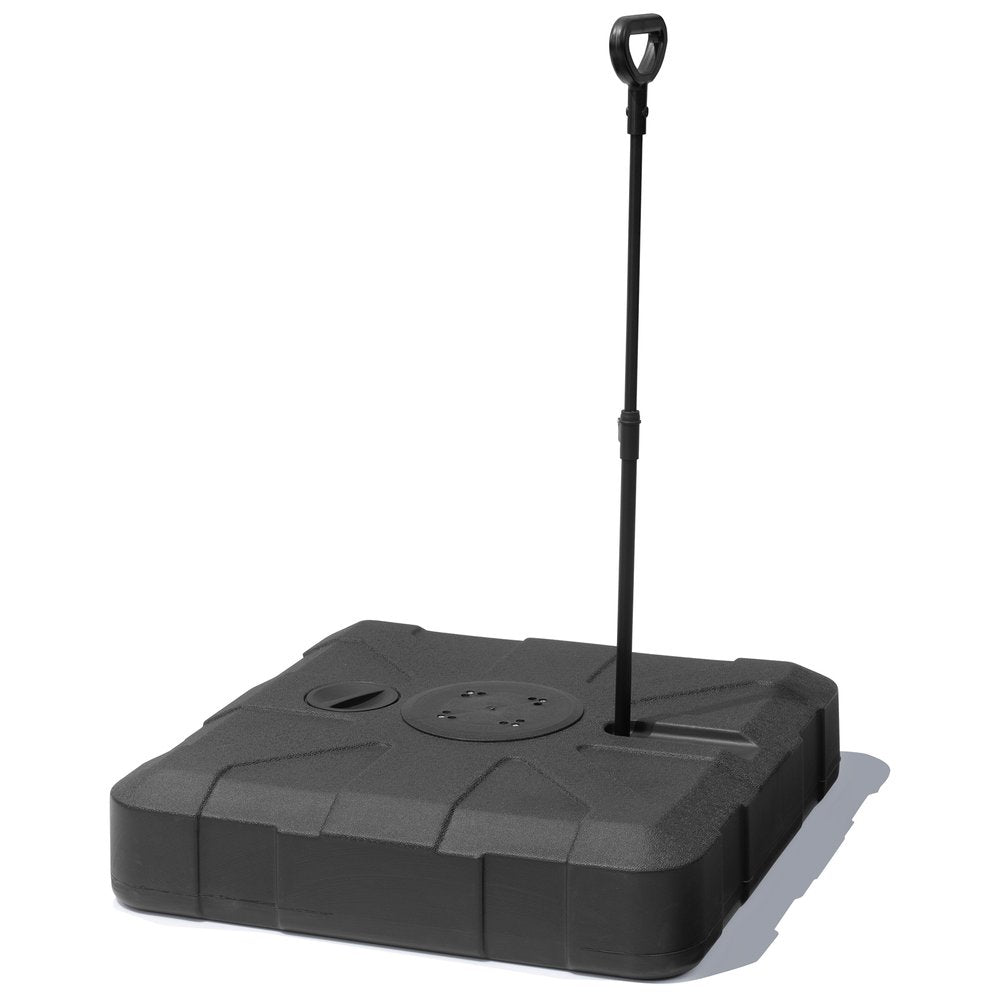 Black fillable umbrella base with a pole and handle, on a white background.