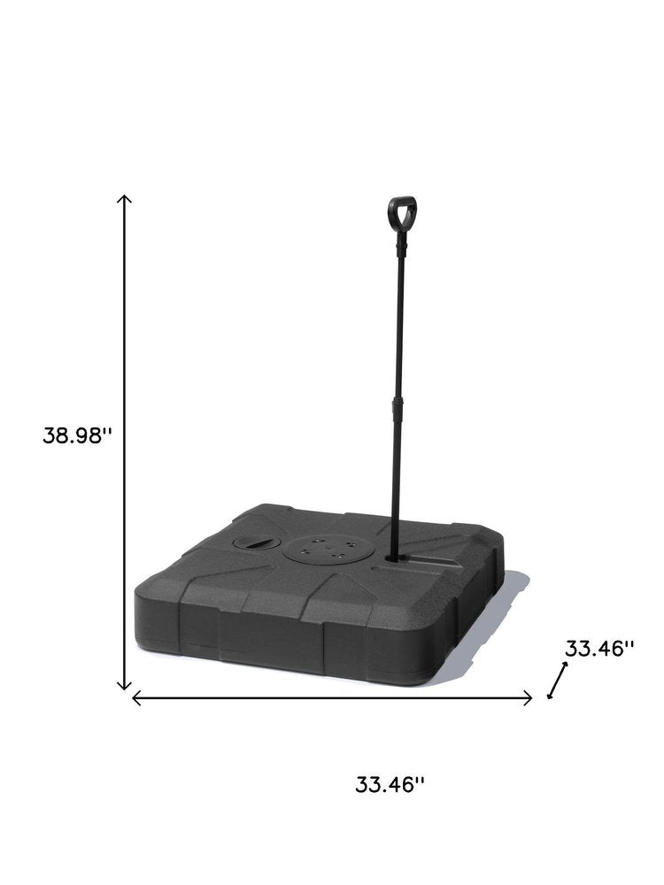 Black Cantilever Umbrella Fillable Steel In Ground Umbrella Base With Wheels
