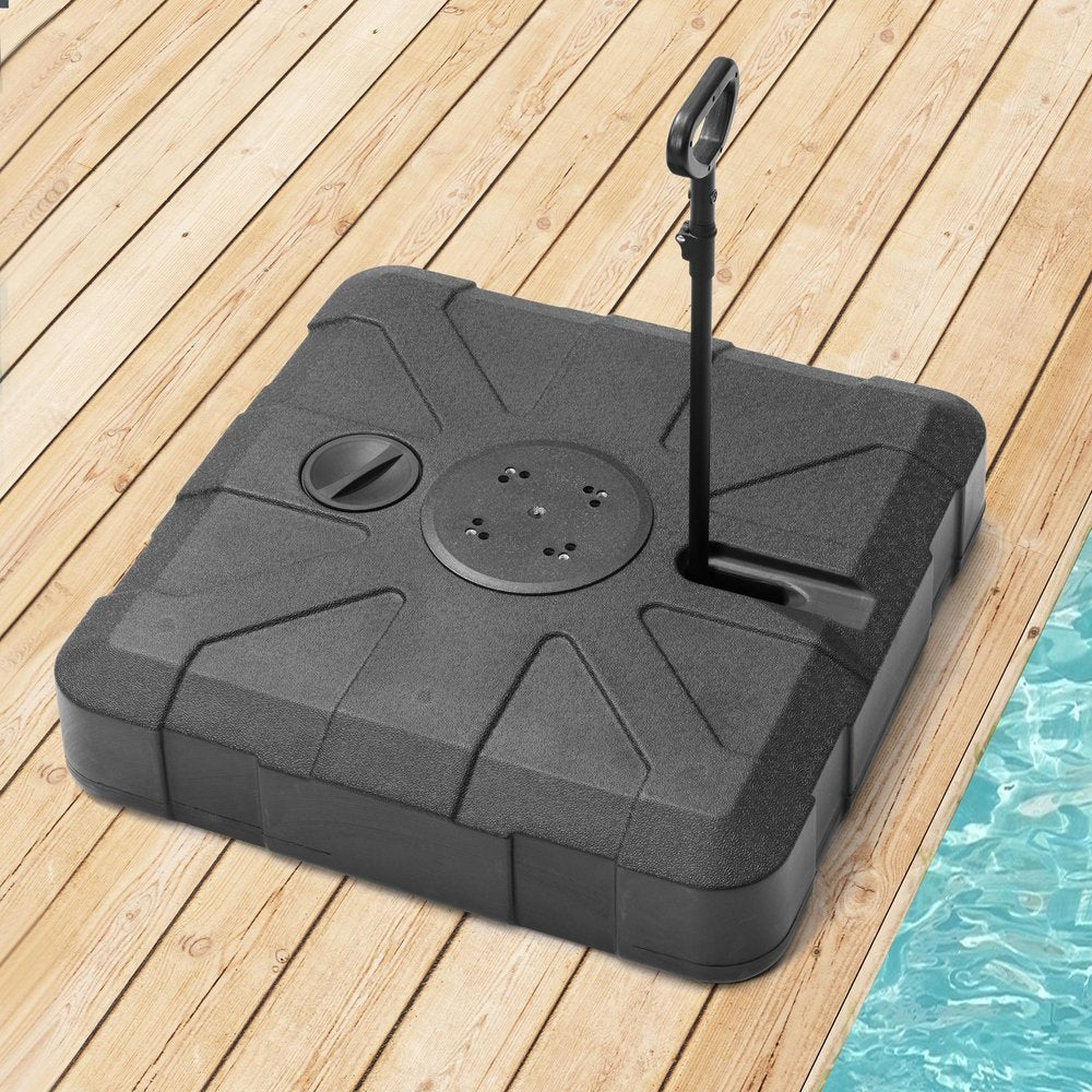 Black Cantilever Umbrella Fillable Steel In Ground Umbrella Base With Wheels