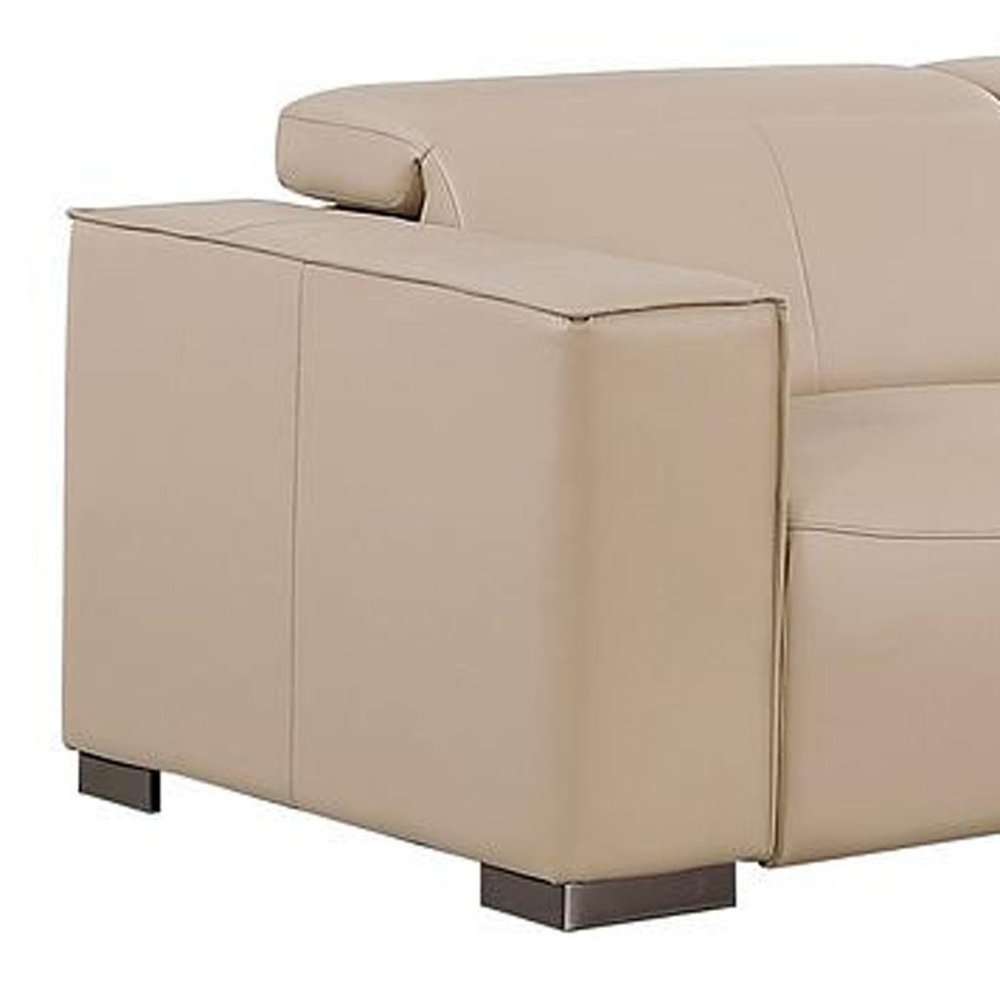 Two Piece Beige Genuine Leather Five Person Seating Set