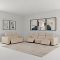 Two Piece Beige Genuine Leather Five Person Seating Set