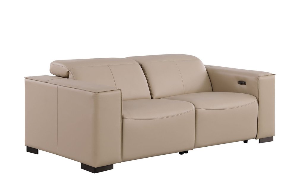 Two Piece Beige Genuine Leather Five Person Seating Set