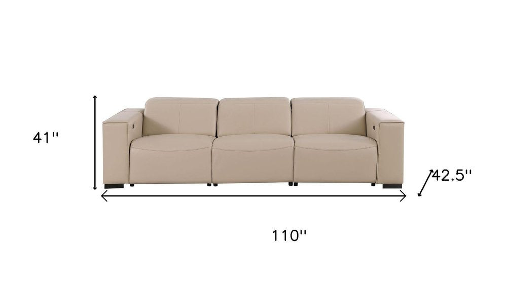 Two Piece Beige Genuine Leather Five Person Seating Set