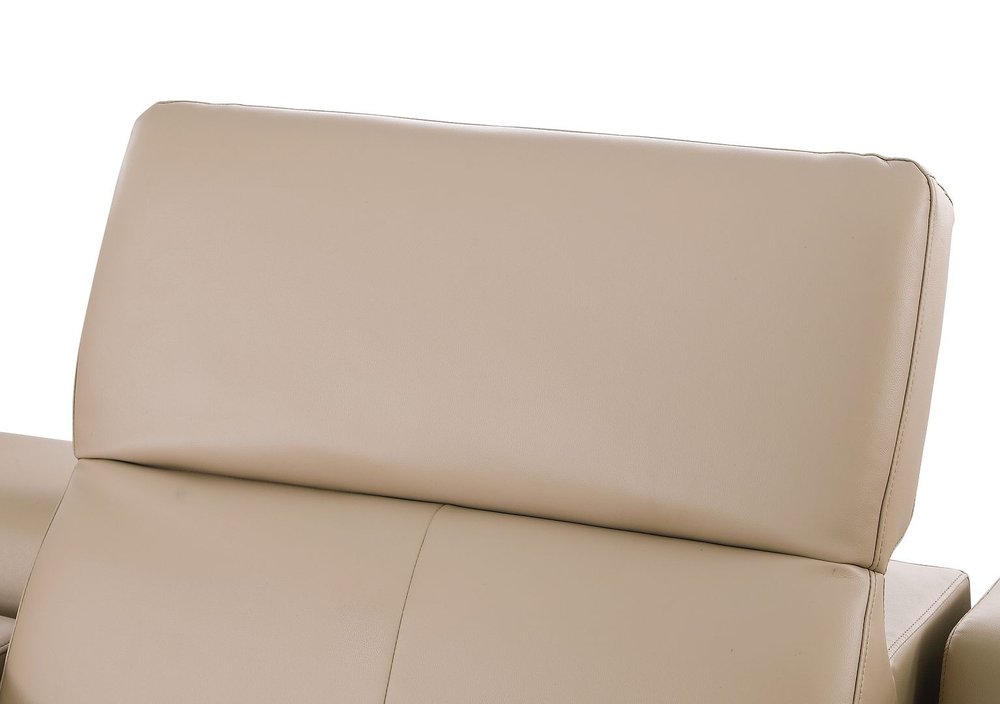 Two Piece Beige Genuine Leather Five Person Seating Set