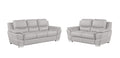 Two Piece Light Gray Leather Five Person Seating Set on a white background
