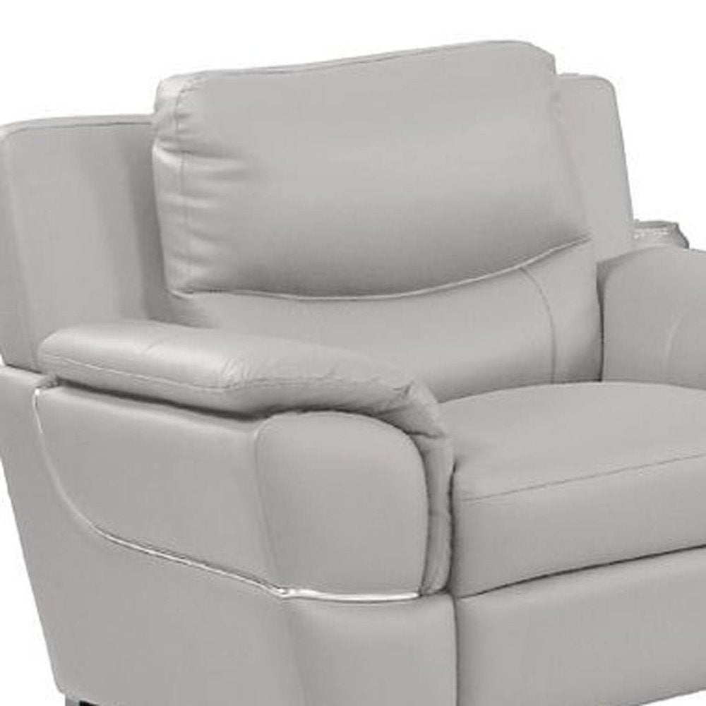 Three Piece Light Gray Leather Six Person Seating Set