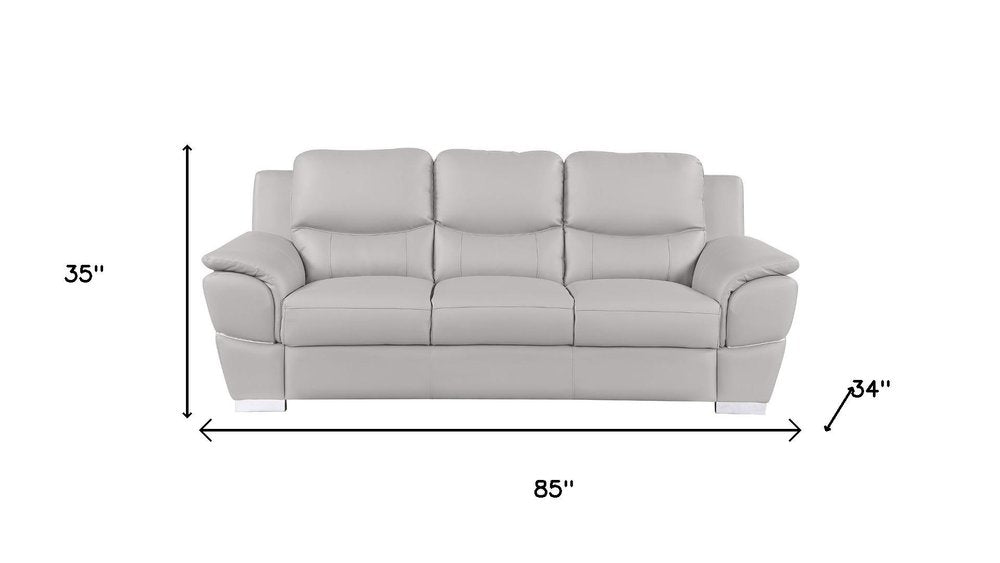 Three Piece Light Gray Leather Six Person Seating Set