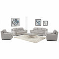 Three Piece Light Gray Leather Six Person Seating Set