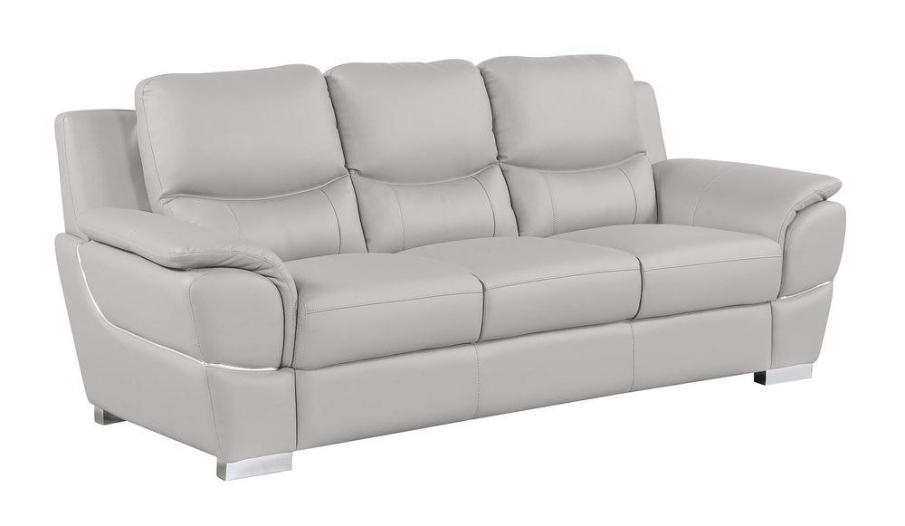 Three Piece Light Gray Leather Six Person Seating Set