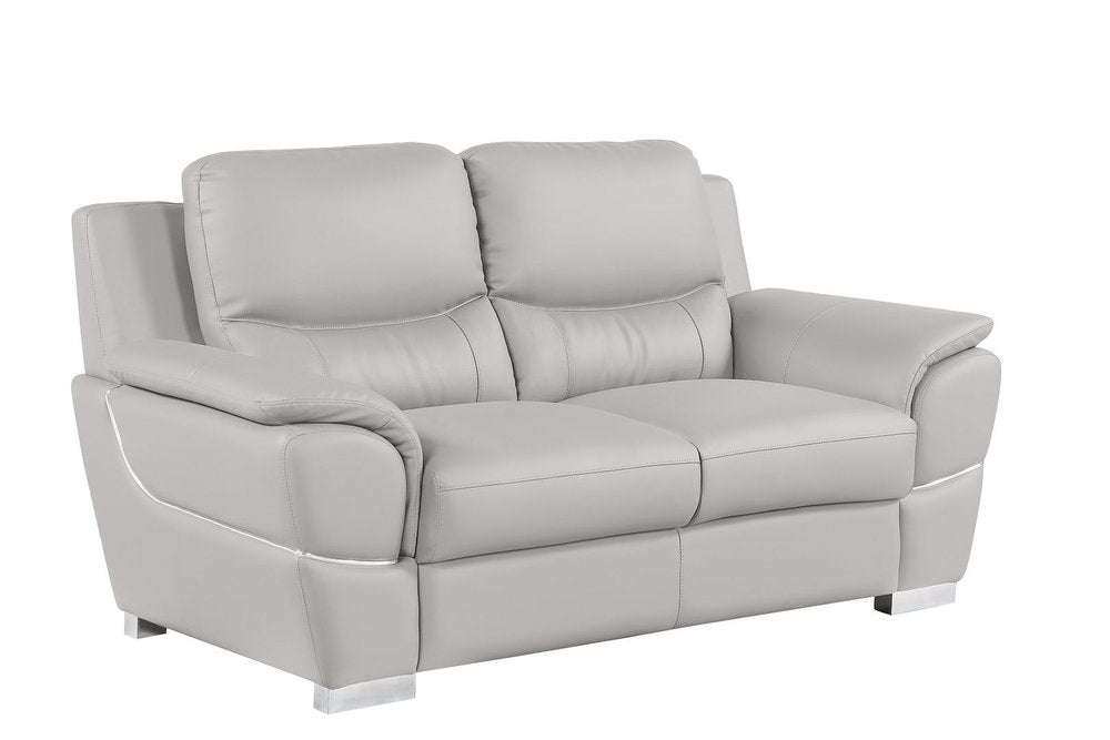 Three Piece Light Gray Leather Six Person Seating Set