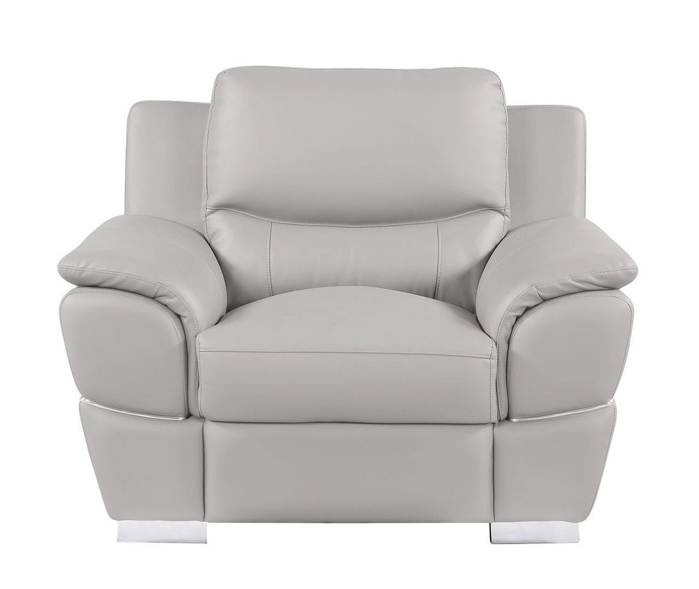 Three Piece Light Gray Leather Six Person Seating Set