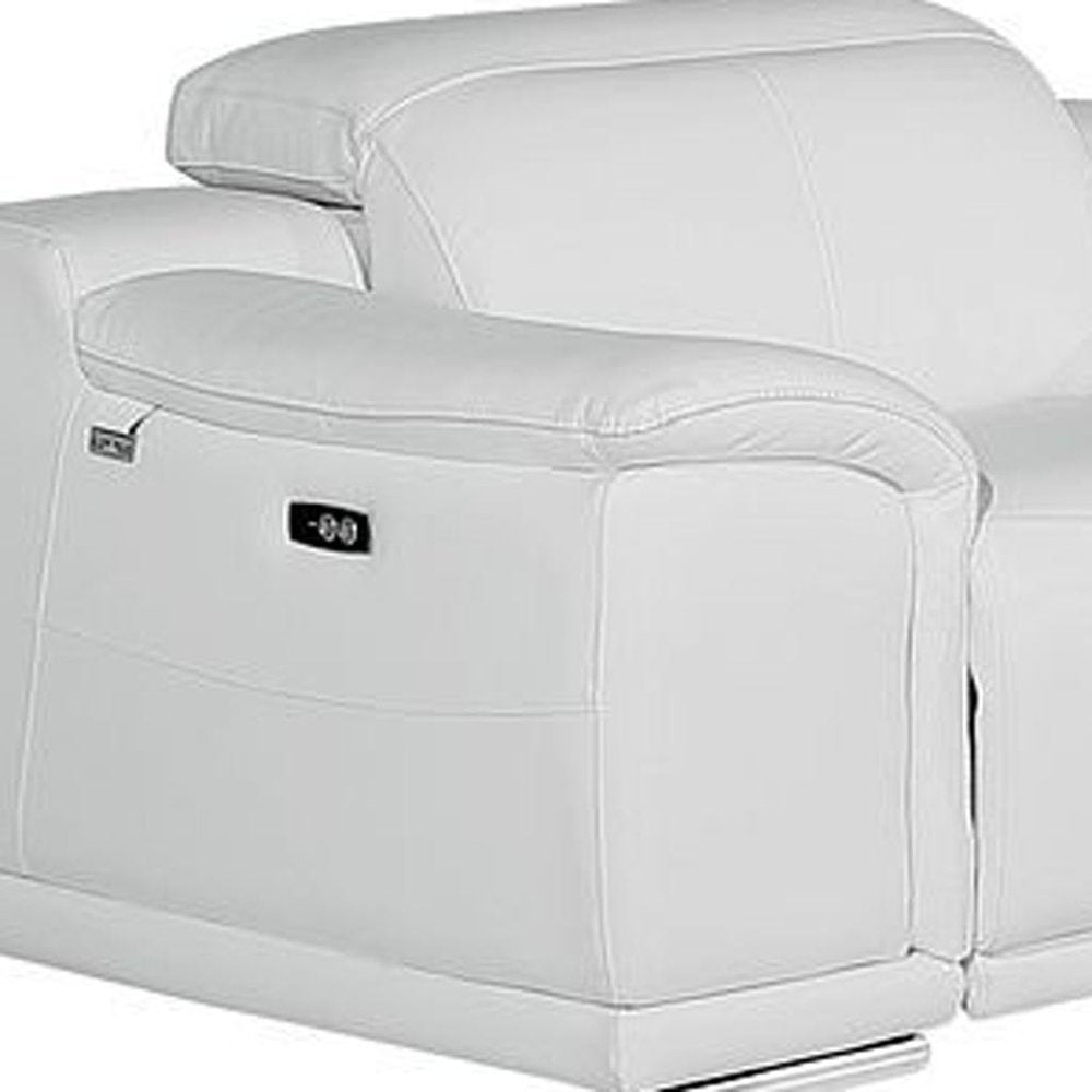 Three Piece White Genuine Leather Six Person Seating Set