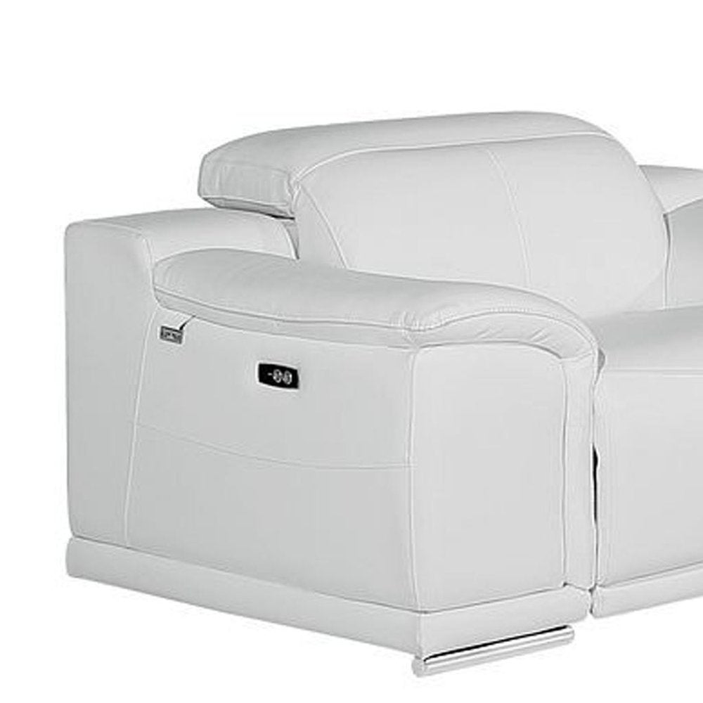 Three Piece White Genuine Leather Six Person Seating Set