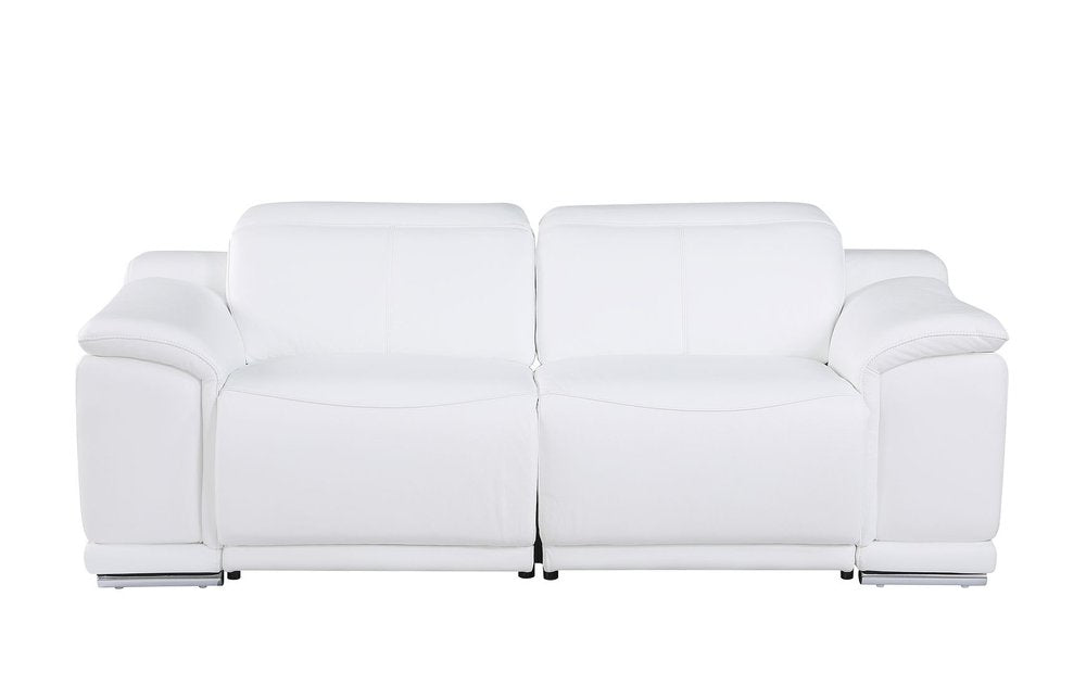 Three Piece White Genuine Leather Six Person Seating Set
