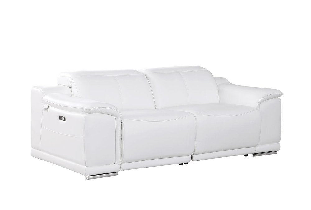 Three Piece White Genuine Leather Six Person Seating Set