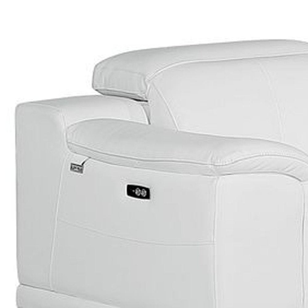 Three Piece White Genuine Leather Six Person Seating Set