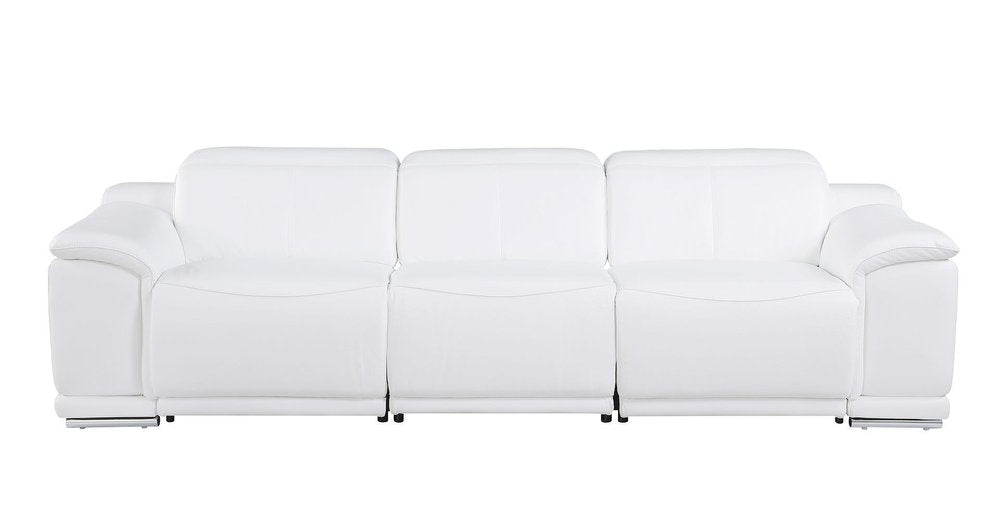 Three Piece White Genuine Leather Six Person Seating Set
