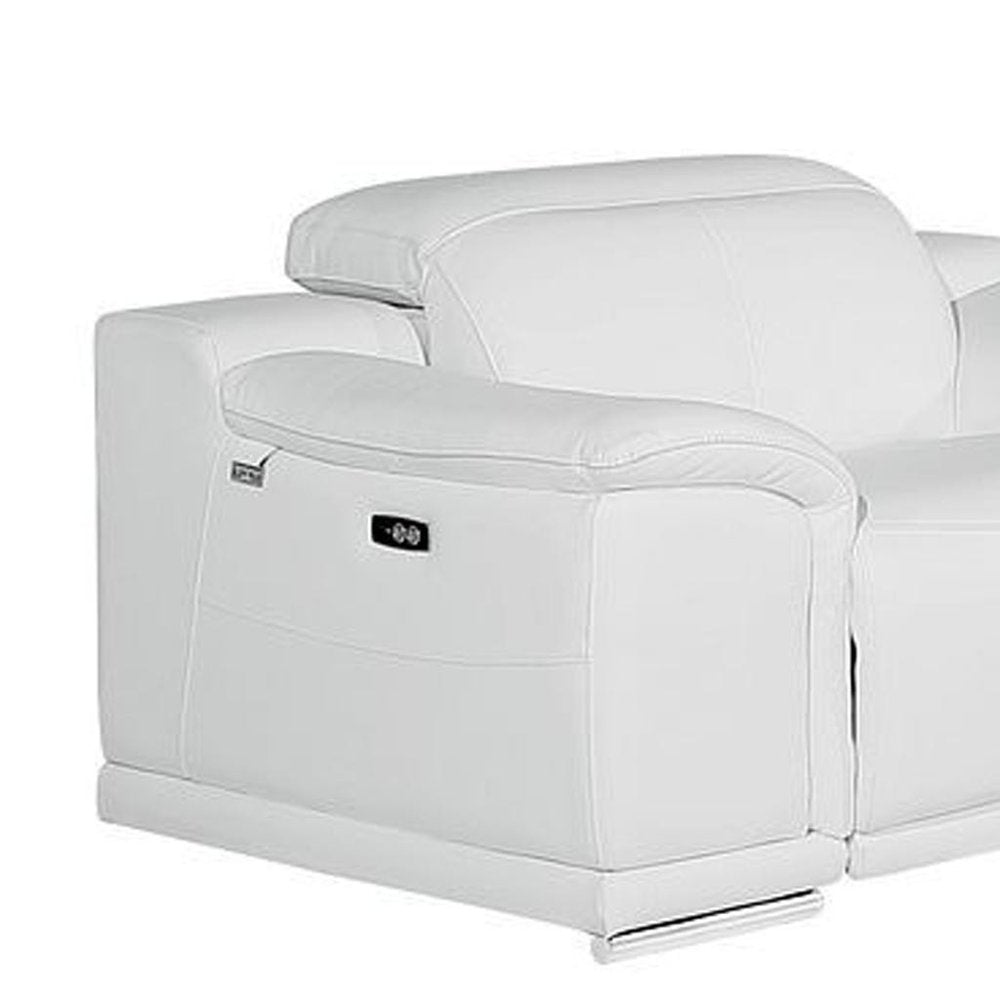 Three Piece White Genuine Leather Six Person Seating Set