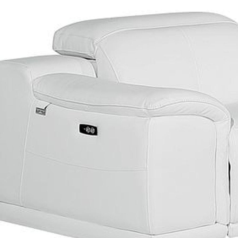 Three Piece White Genuine Leather Six Person Seating Set