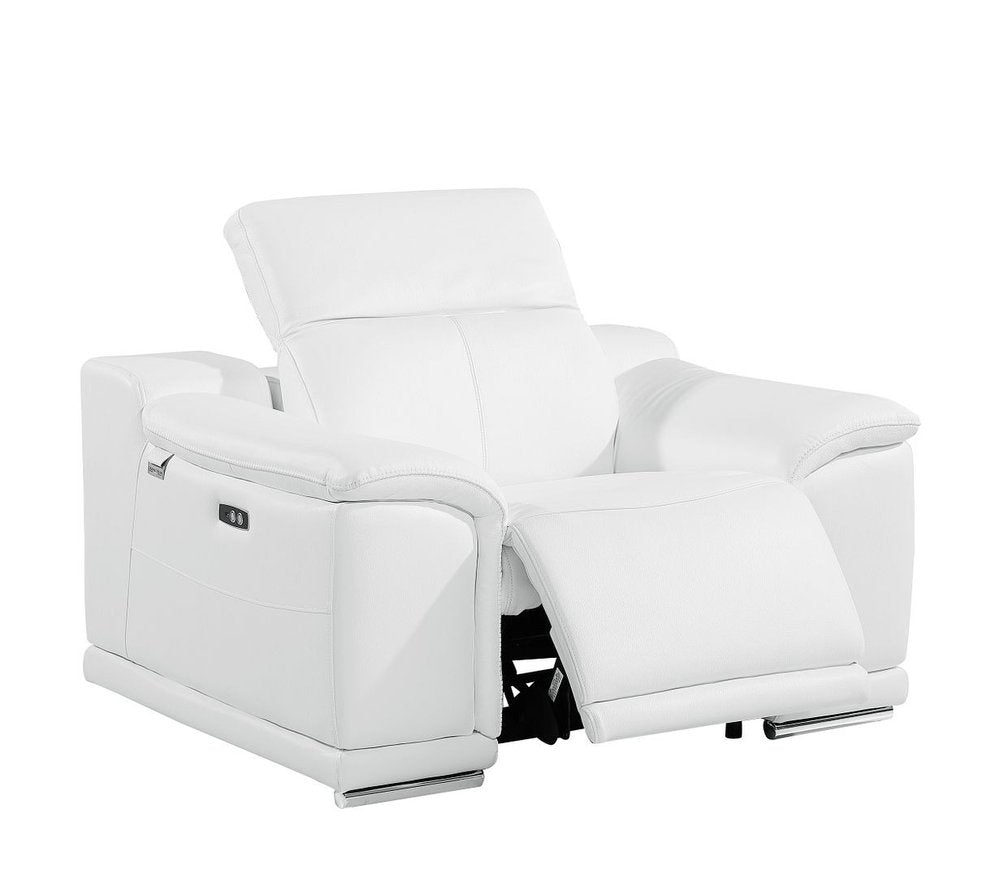 Three Piece White Genuine Leather Six Person Seating Set