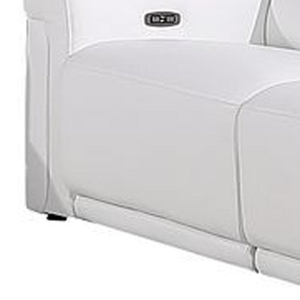 Three Piece White Italian Leather Six Person Seating Set