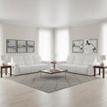 Three Piece White Italian Leather Six Person Seating Set