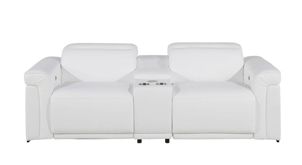 Three Piece White Italian Leather Six Person Seating Set