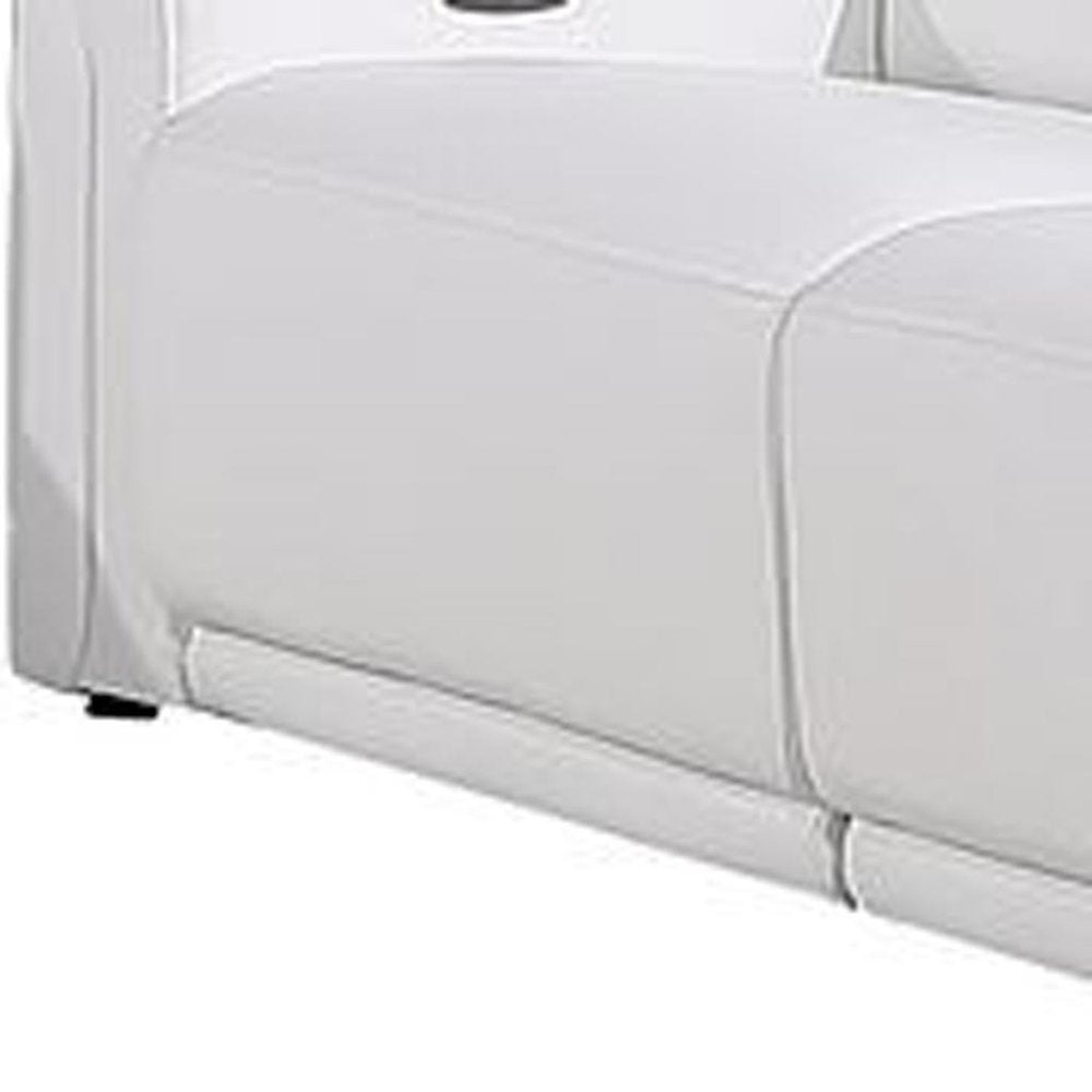 Three Piece White Italian Leather Six Person Seating Set