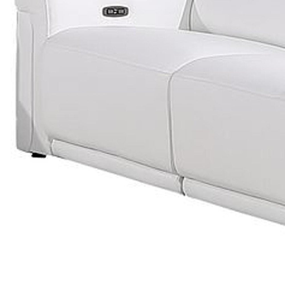 Three Piece White Italian Leather Six Person Seating Set