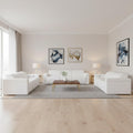 Three Piece White Italian Leather Six Person Seating Set