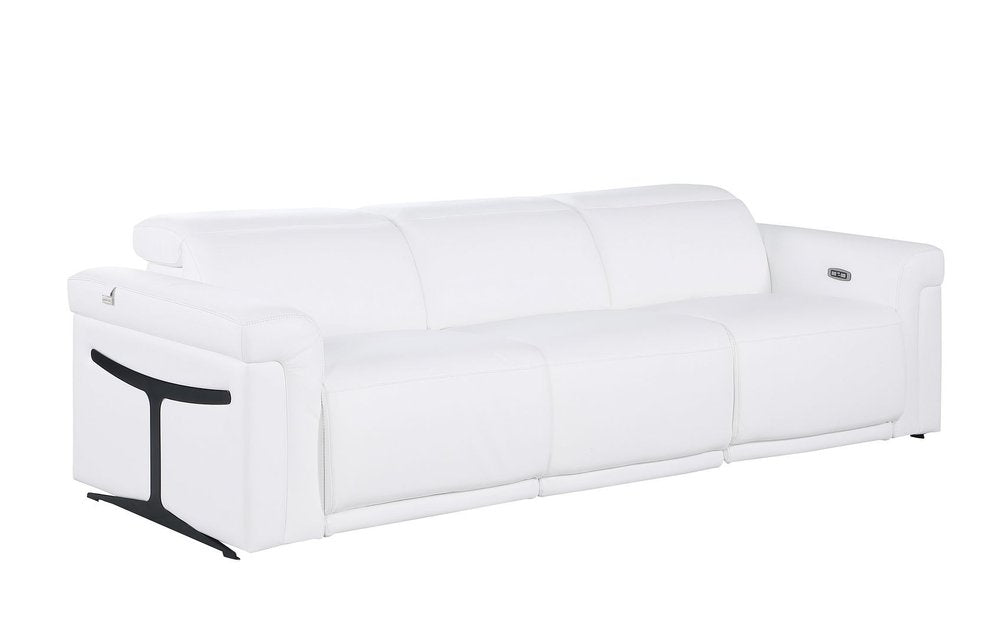 Three Piece White Italian Leather Six Person Seating Set