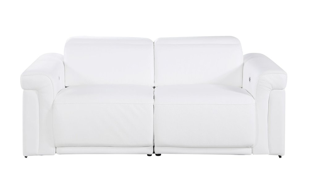 Three Piece White Italian Leather Six Person Seating Set