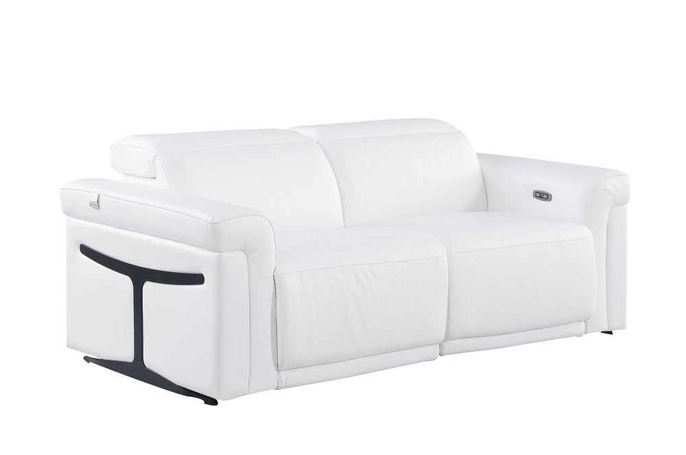 Three Piece White Italian Leather Six Person Seating Set