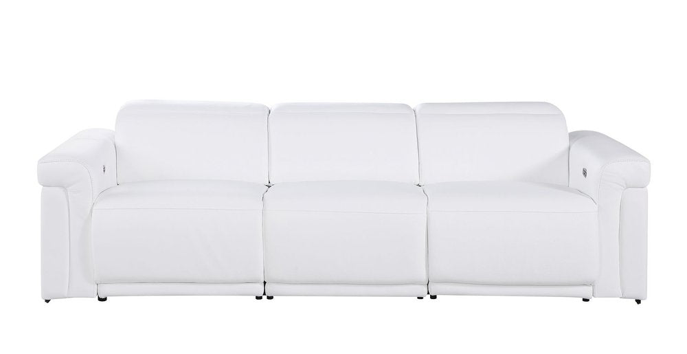 Three Piece White Italian Leather Six Person Seating Set