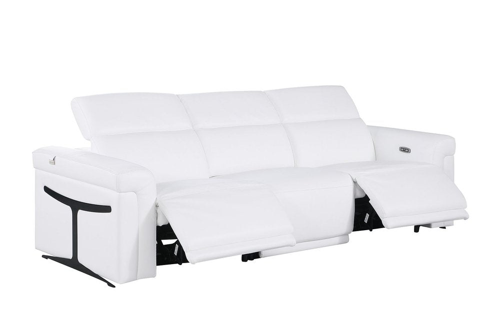 Three Piece White Italian Leather Six Person Seating Set