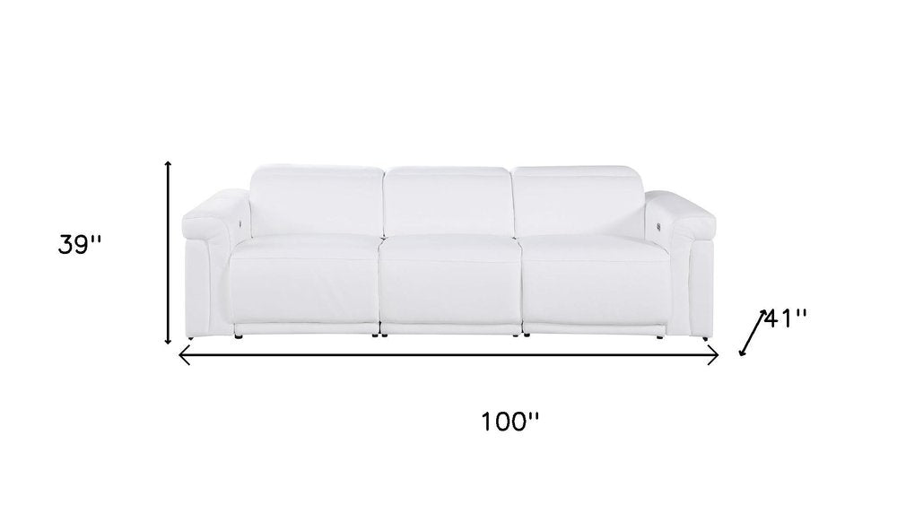 Three Piece White Italian Leather Six Person Seating Set