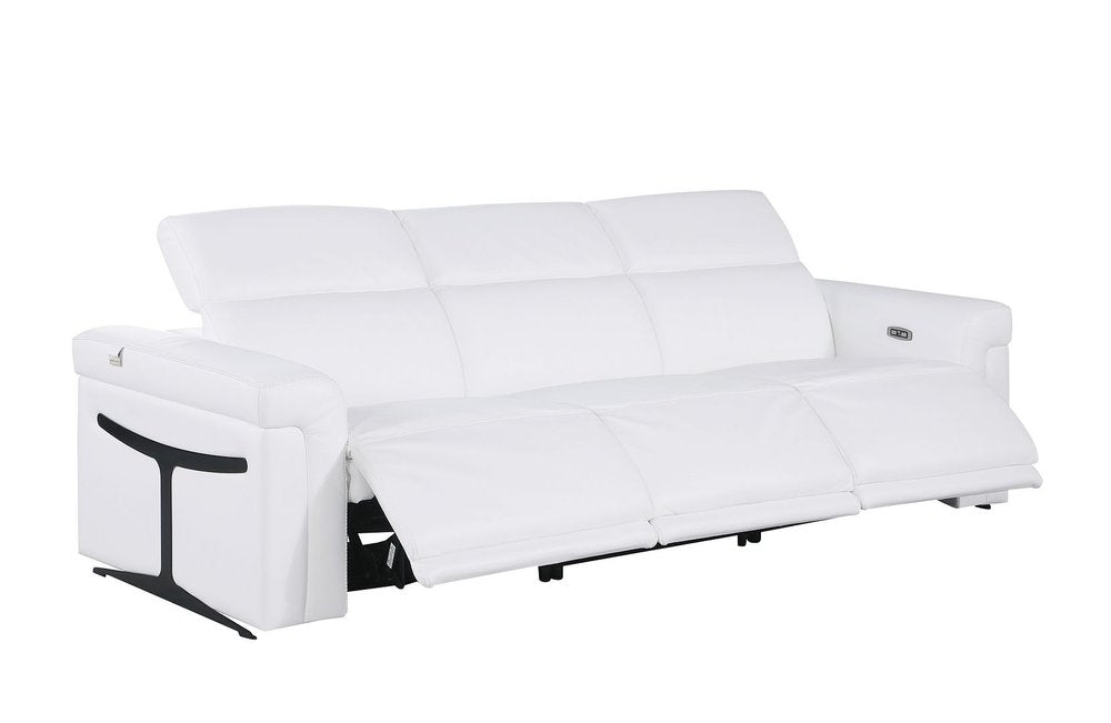 Three Piece White Italian Leather Six Person Seating Set