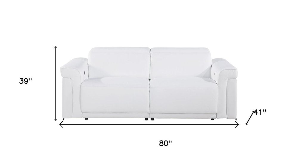 Three Piece White Italian Leather Six Person Seating Set