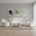Three Piece White Italian Leather Six Person Seating Set