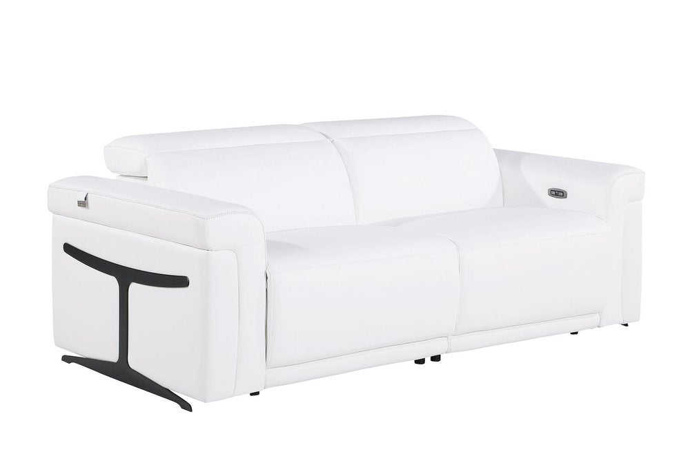 Three Piece White Italian Leather Six Person Seating Set