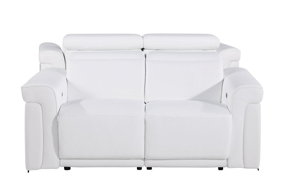 Three Piece White Italian Leather Six Person Seating Set