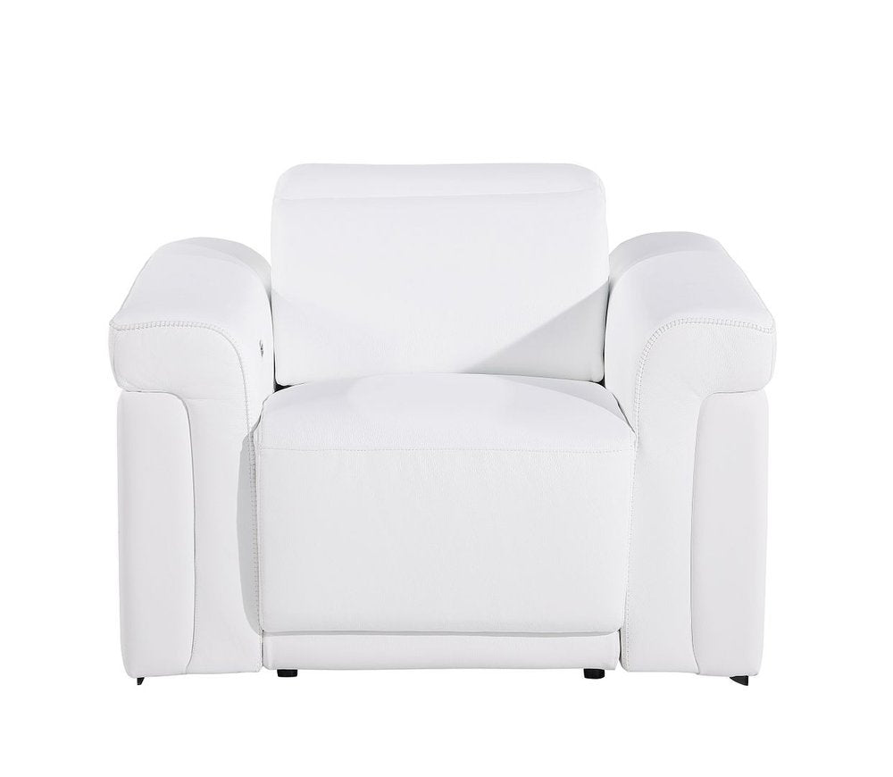 Three Piece White Italian Leather Six Person Seating Set