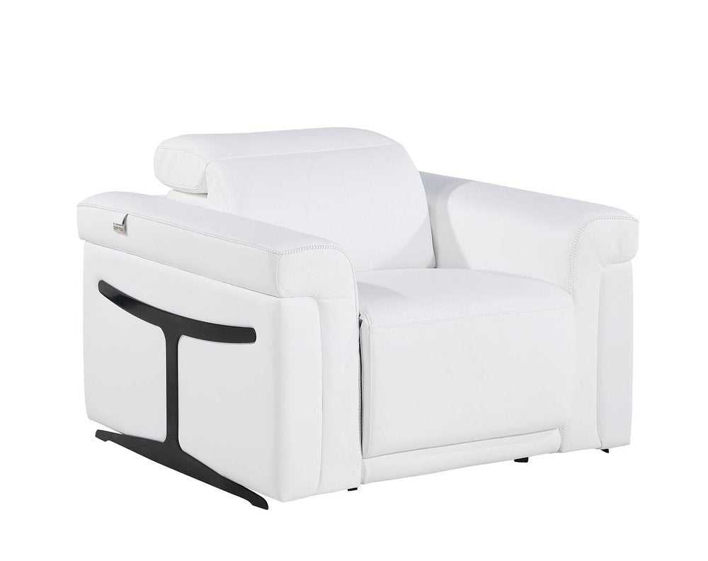 Three Piece White Italian Leather Six Person Seating Set
