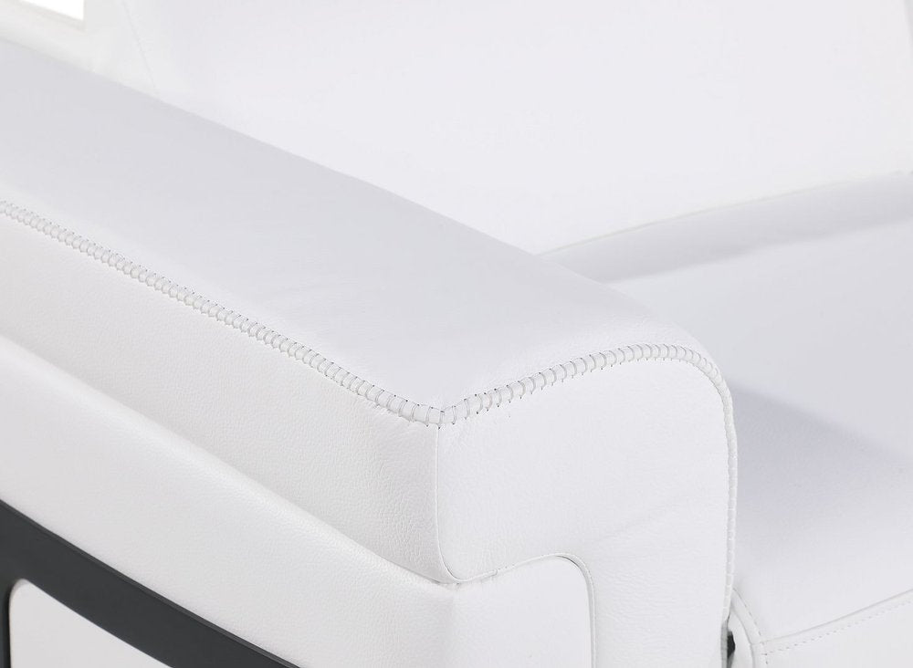 Three Piece White Italian Leather Six Person Seating Set